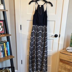 J. Crew Black and White Chevron Maxi Dress